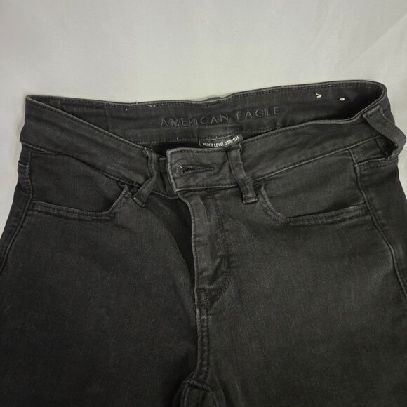 American Eagle Next Level Stretch Black Distressed Jeans (4) W28 - Picture 3 of 7